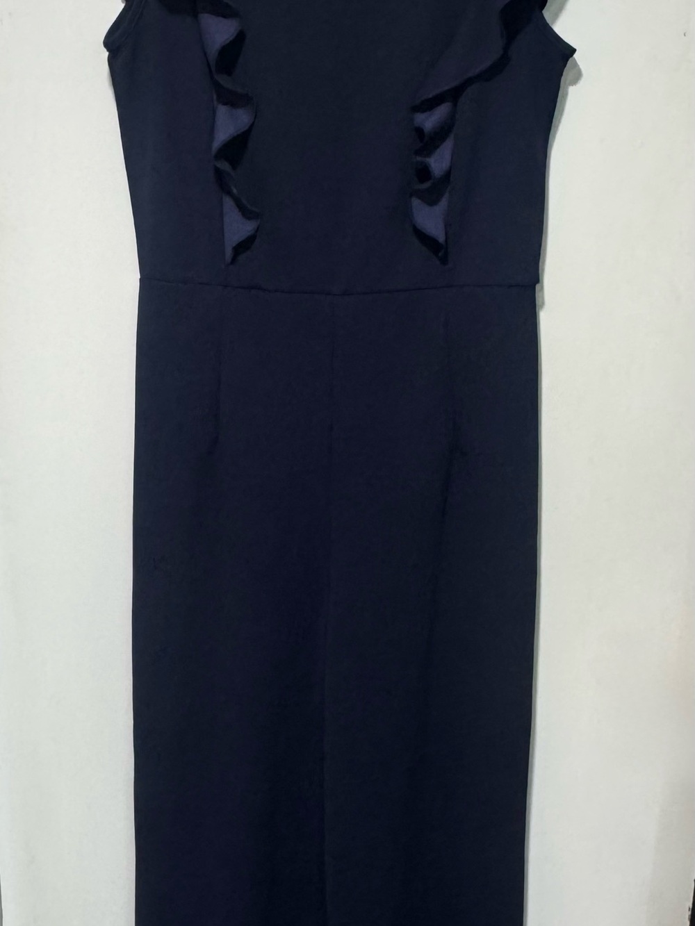 SHEIN Navy jumpsuit with Shoulder Ruffles